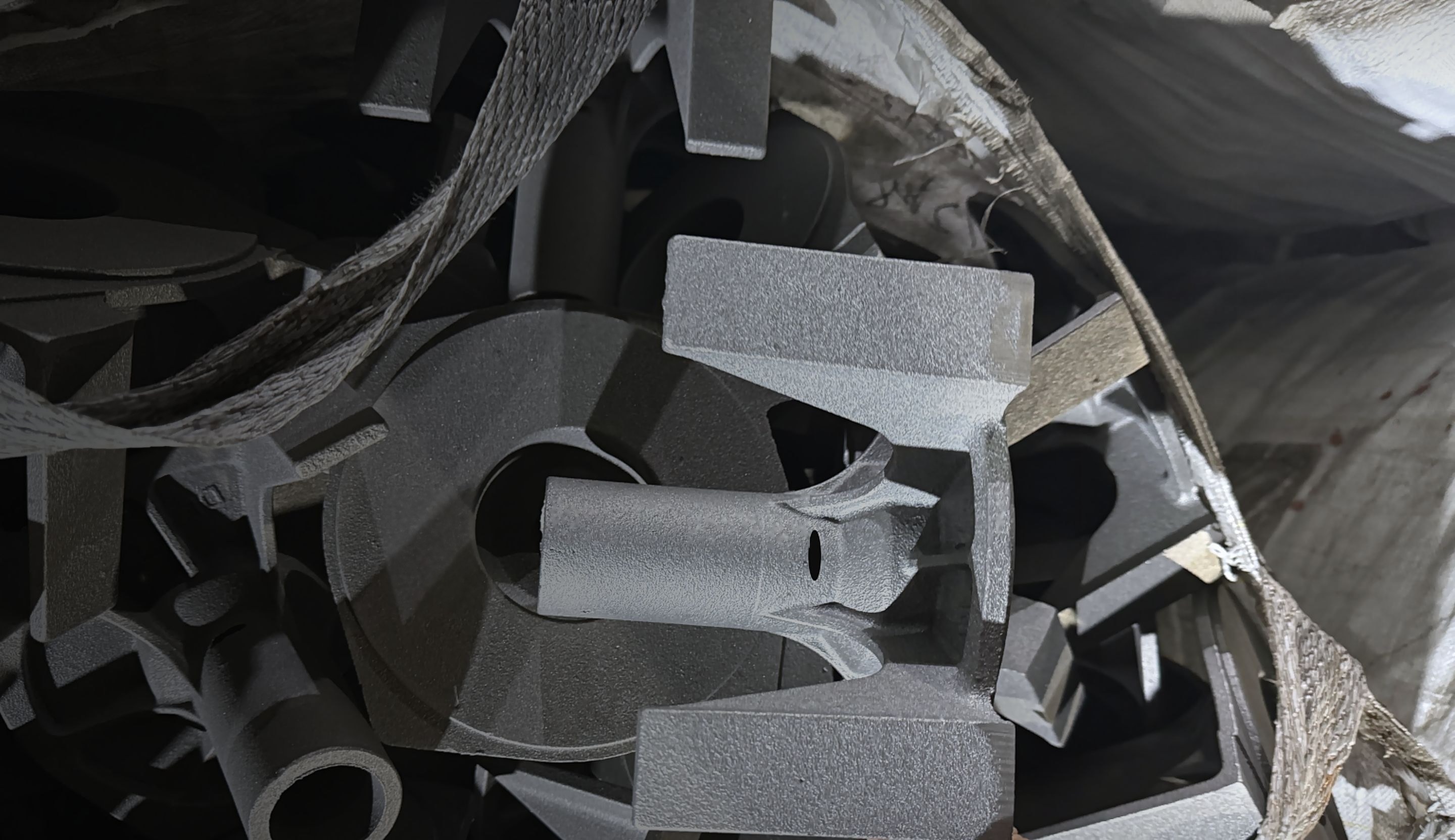 Shot-blasted pump castings ready for machining