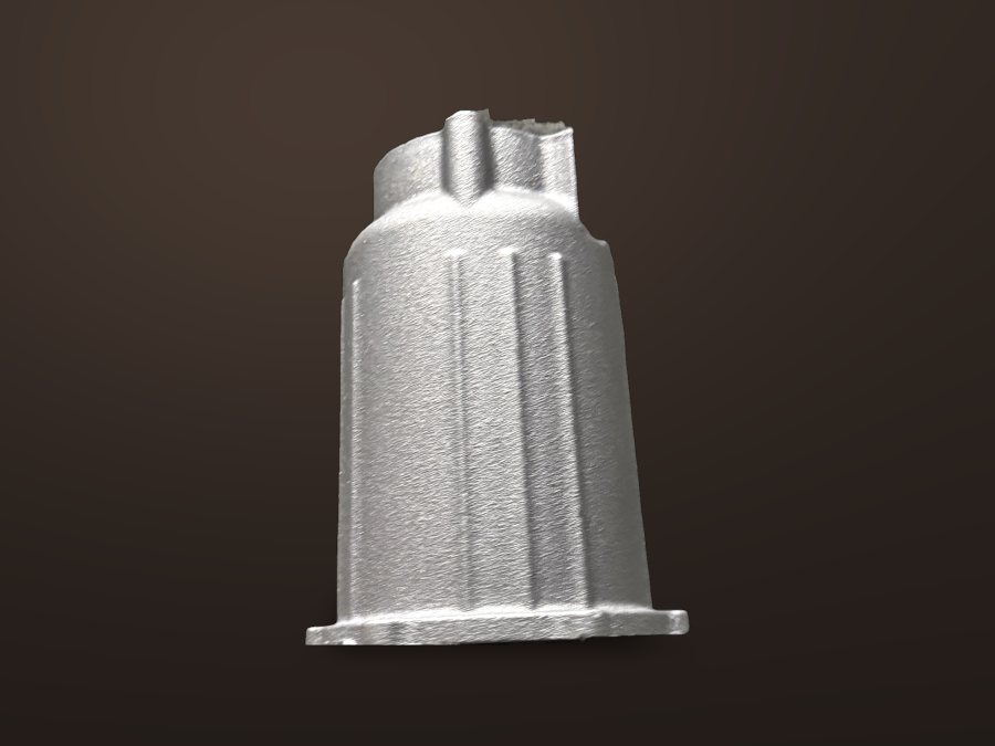 Cast bearing housing on a dark studio background