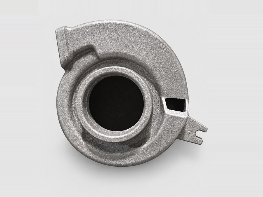 Volute casing with cast-in discharge nozzle