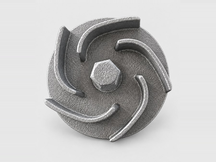Six-vane semi-open cast iron impeller